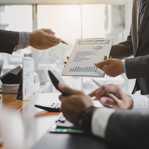 Investors Group. Business people working together in the meeting. Marketing and Investment Concept