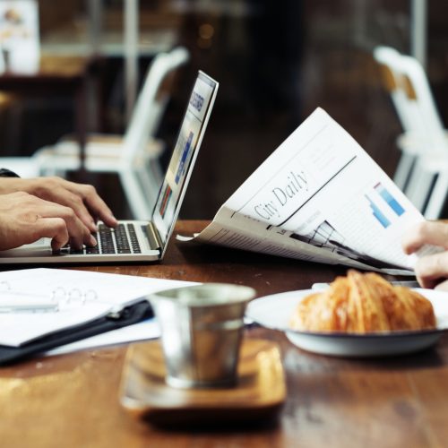 Business partners at a cafe
