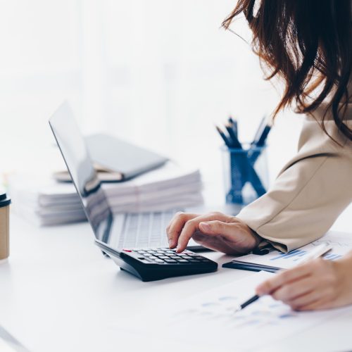 Data Analysis for Business and Finance Concept. Businessman Acco Data Analysis for Business and Finance Concept. Businessman Accounting Calculating Cost Economic Financial data.